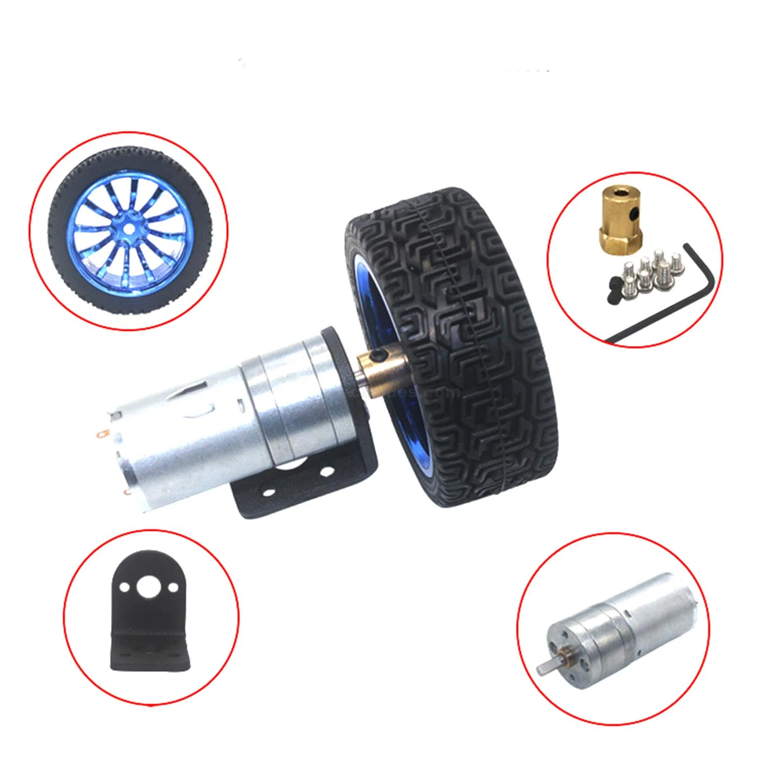 12V DC Small Speed Reduction Gear Motor with 65mm Wheel - Image 2