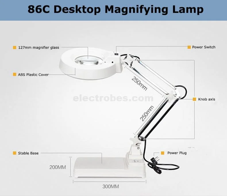 LT-86C Magnifying Glass Desk Lamp 5X Magnification with Large Glass Lens - Image 3