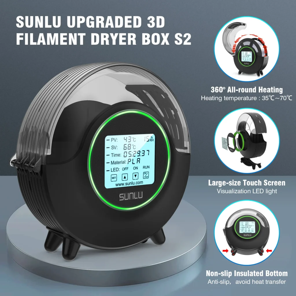 SUNLU S2 Filament Dryer 70°C with 360° Surround Heating & LED Touchscreen - Image 2