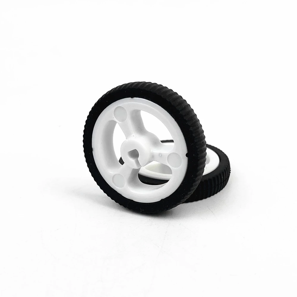 34mm D-Hole Rubber Wheel for N20 Motor – Black & White - Image 3