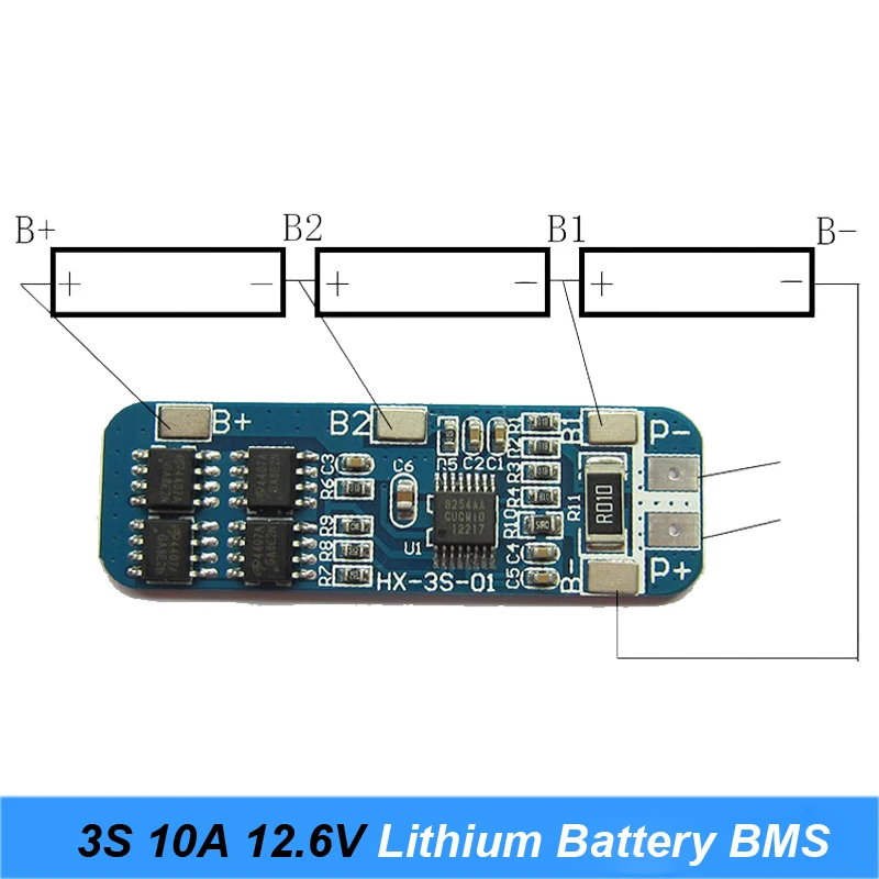3S 10A 12.6V Cell 18650 Li-ion Lithium Battery Charging BMS PCB Board with Protection Charger Module - Image 2