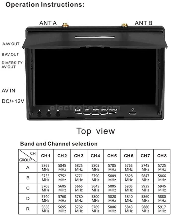 FPV 5802S 5.8GHz 40 Channel Receiver +LCD Monitor +Battery - Image 3