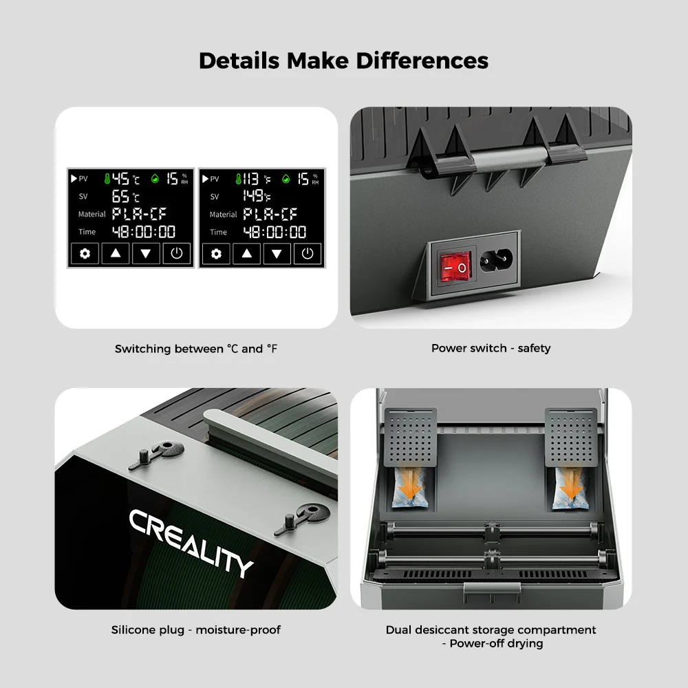 Creality Space Pi Plus Dual Filament Dryer – 2-Roll 3D Printer Filament Dehydrator - Image 6
