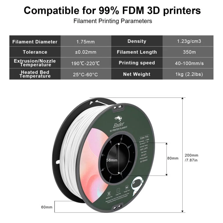 Creality Ender Series PLA 1.75mm 3D Printer Filament 1kg/Roll - Image 2