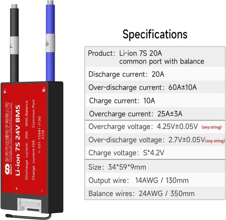 DALY BMS Li-ion 7S 24V 30A BMS Battery Management System for 18650 Battery Pack Balanced Charging Board - Image 4