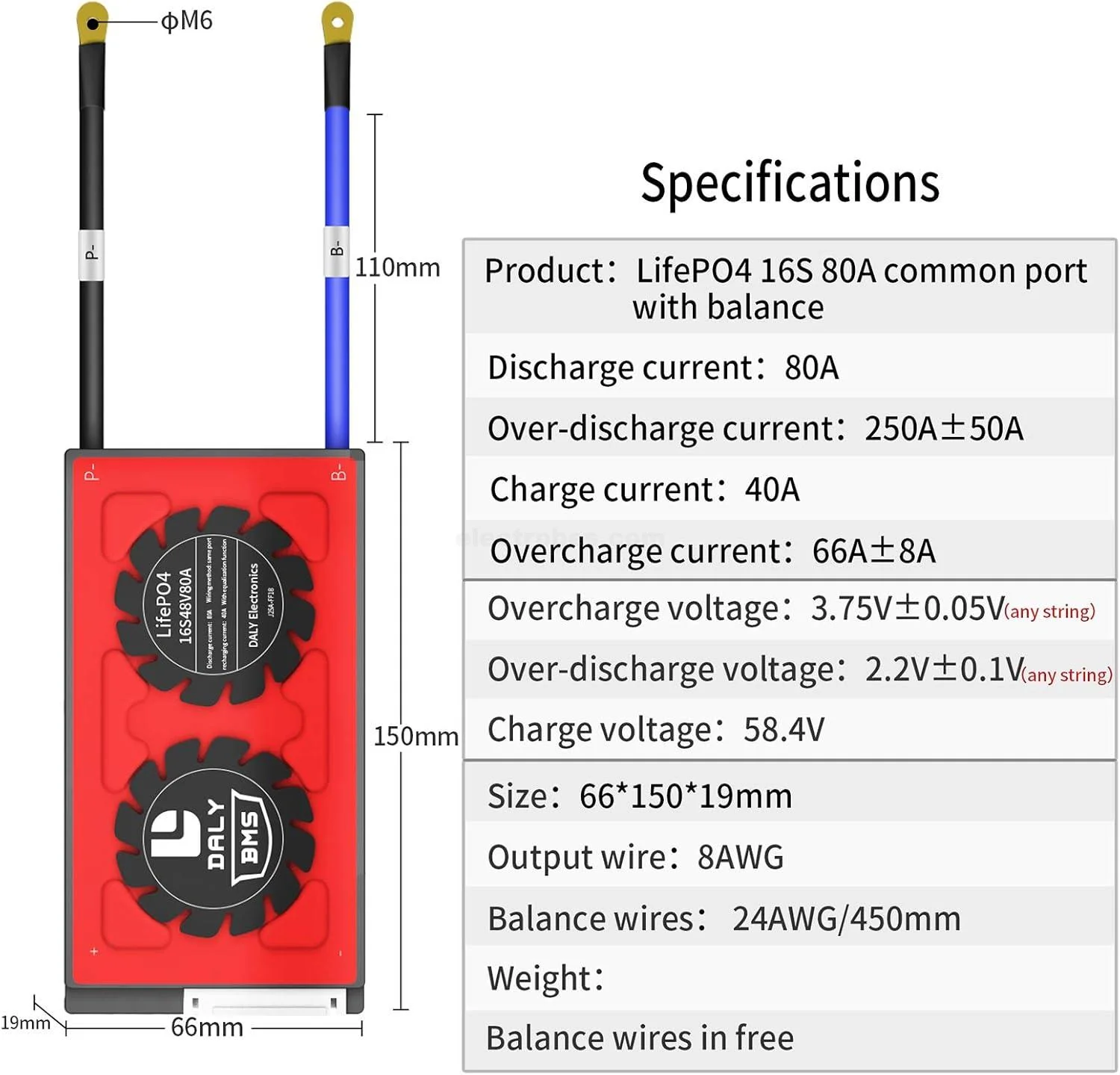 DALY BMS LFP LifePo4 16S 48V 80A BMS Battery Management System for Lifepo4 Battery Pack Balanced Charging Board - Image 5