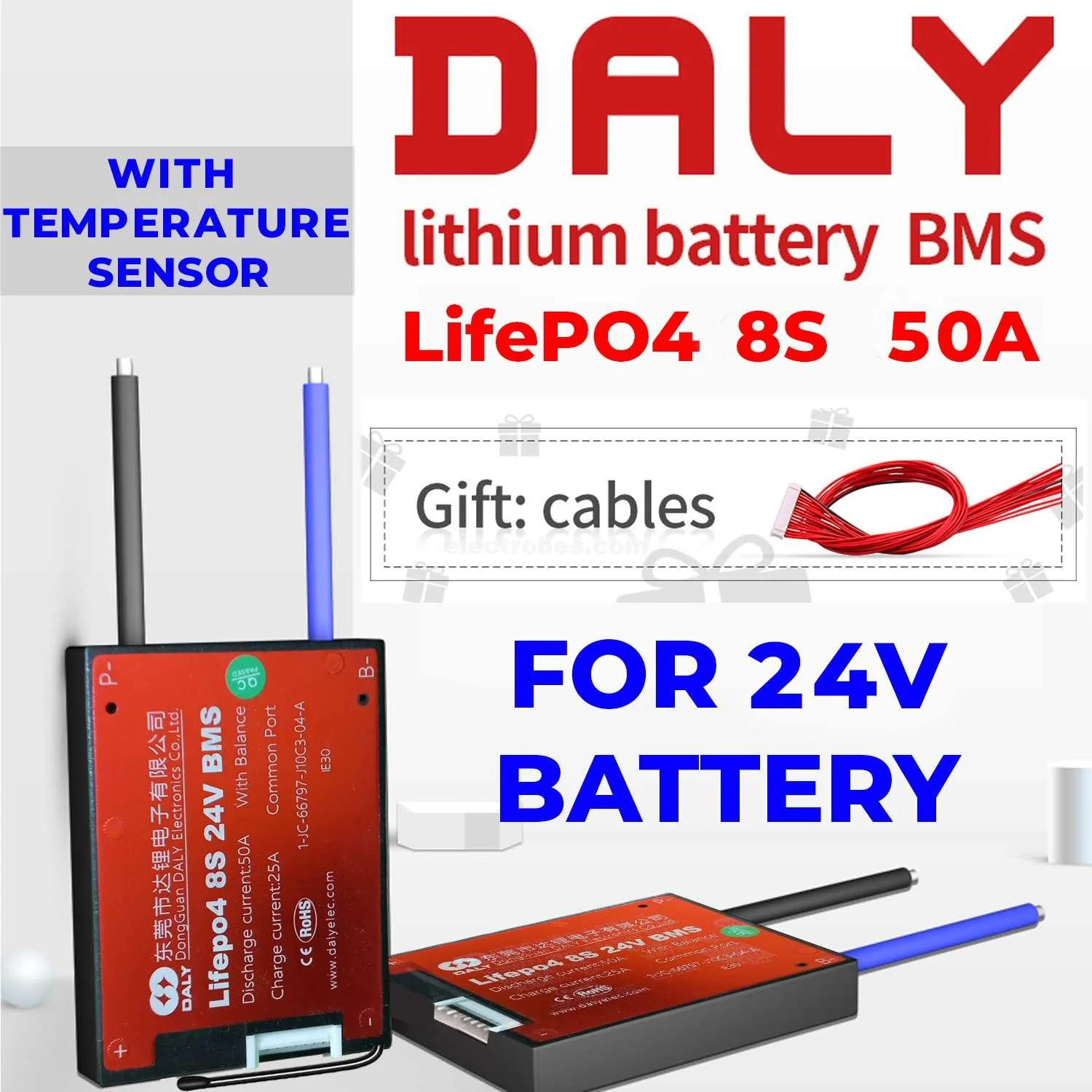 DALY BMS LFP LifePo4 8S 24V 50A BMS Battery Management System for Lifepo4 Battery Pack Balanced Charging Board - Image 2