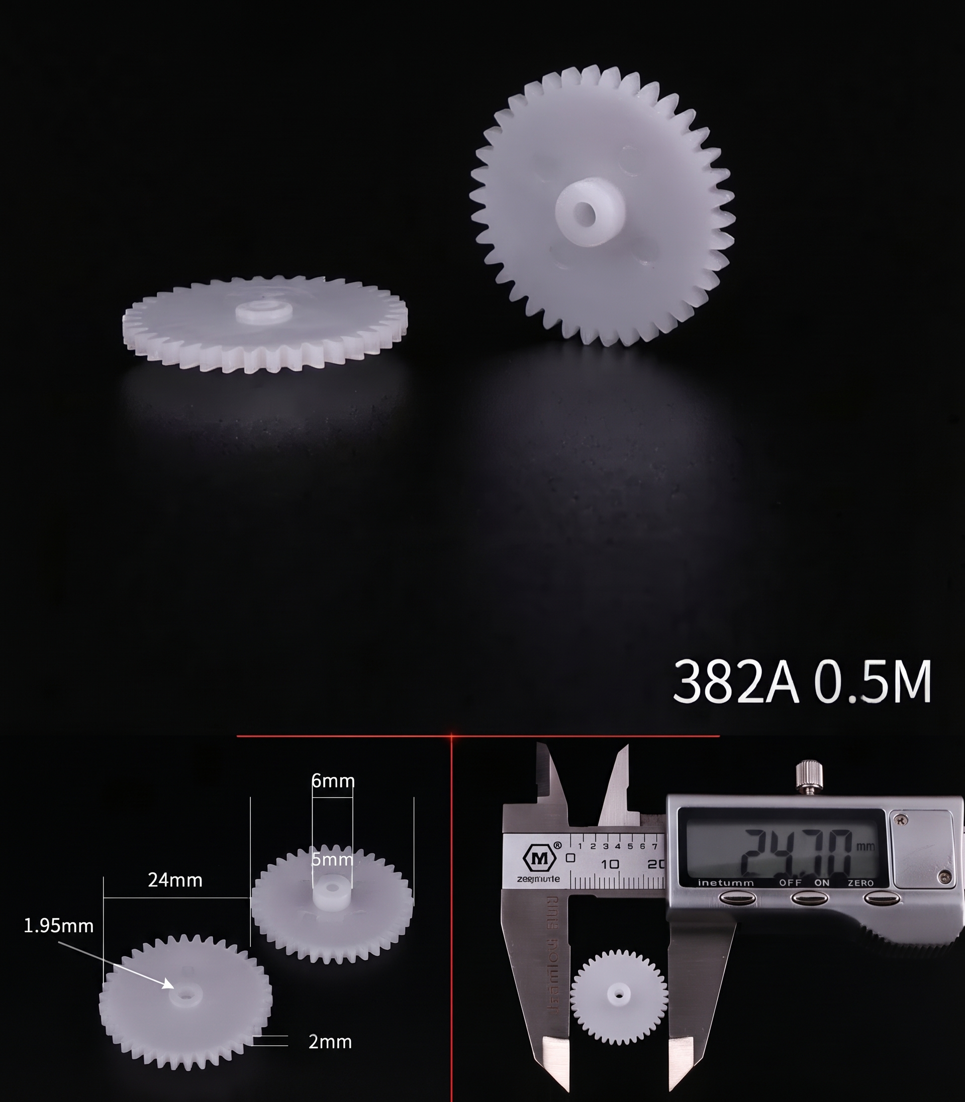 DIY 382A Single-Layer Motor Gear – 38 Teeth Plastic Gear