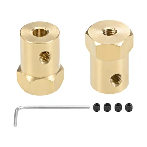 Hex Coupler 3mm / 4mm / 5mm / 6mm Bore Brass Shaft Adapter for 12mm Hex Wheels