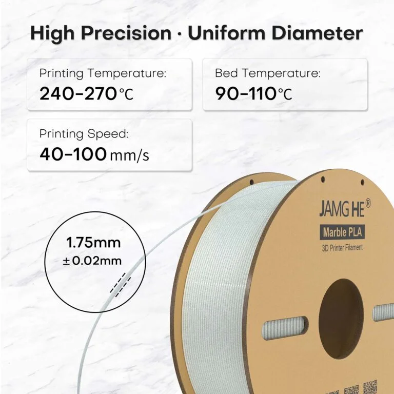 JAMG HE 1.75mm Marble PLA 3D Printer Filament 1kg Spool - Image 2