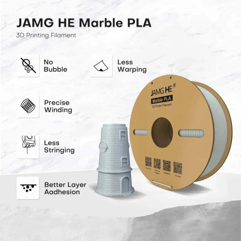 JAMG HE 1.75mm Marble PLA 3D Printer Filament 1kg Spool - Image 3