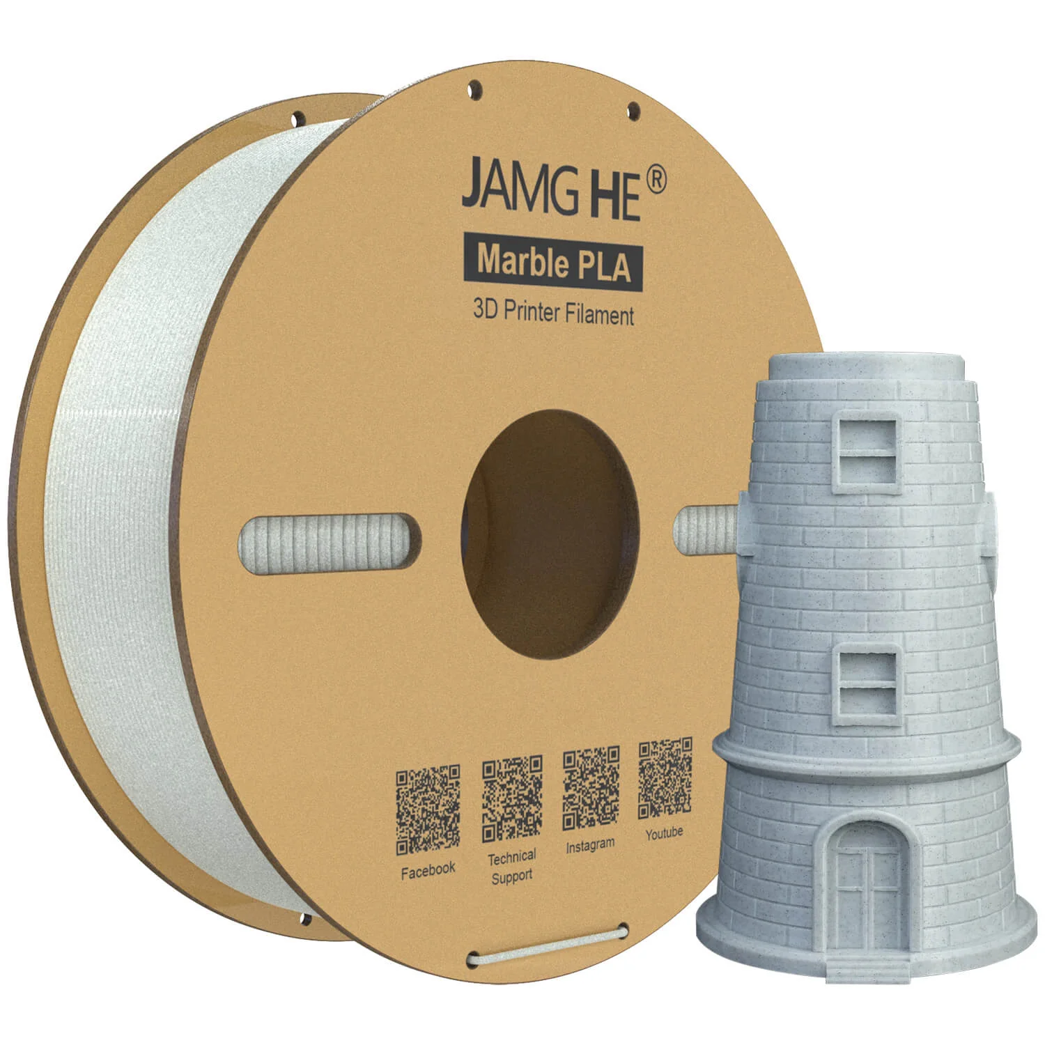 JAMG HE 1.75mm Marble PLA 3D Printer Filament 1kg Spool