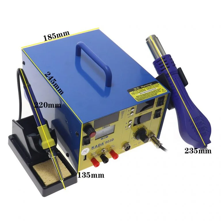 KADA 903D 3-in-1 Hot Air Rework Station, Soldering Iron & DC Power Supply - Image 3