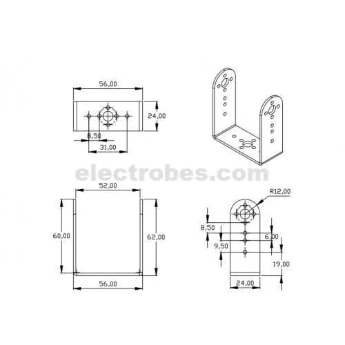 Long U-shaped Servo Bracket PTZ Robotic Manipulator DIY Robot Mount - Image 4