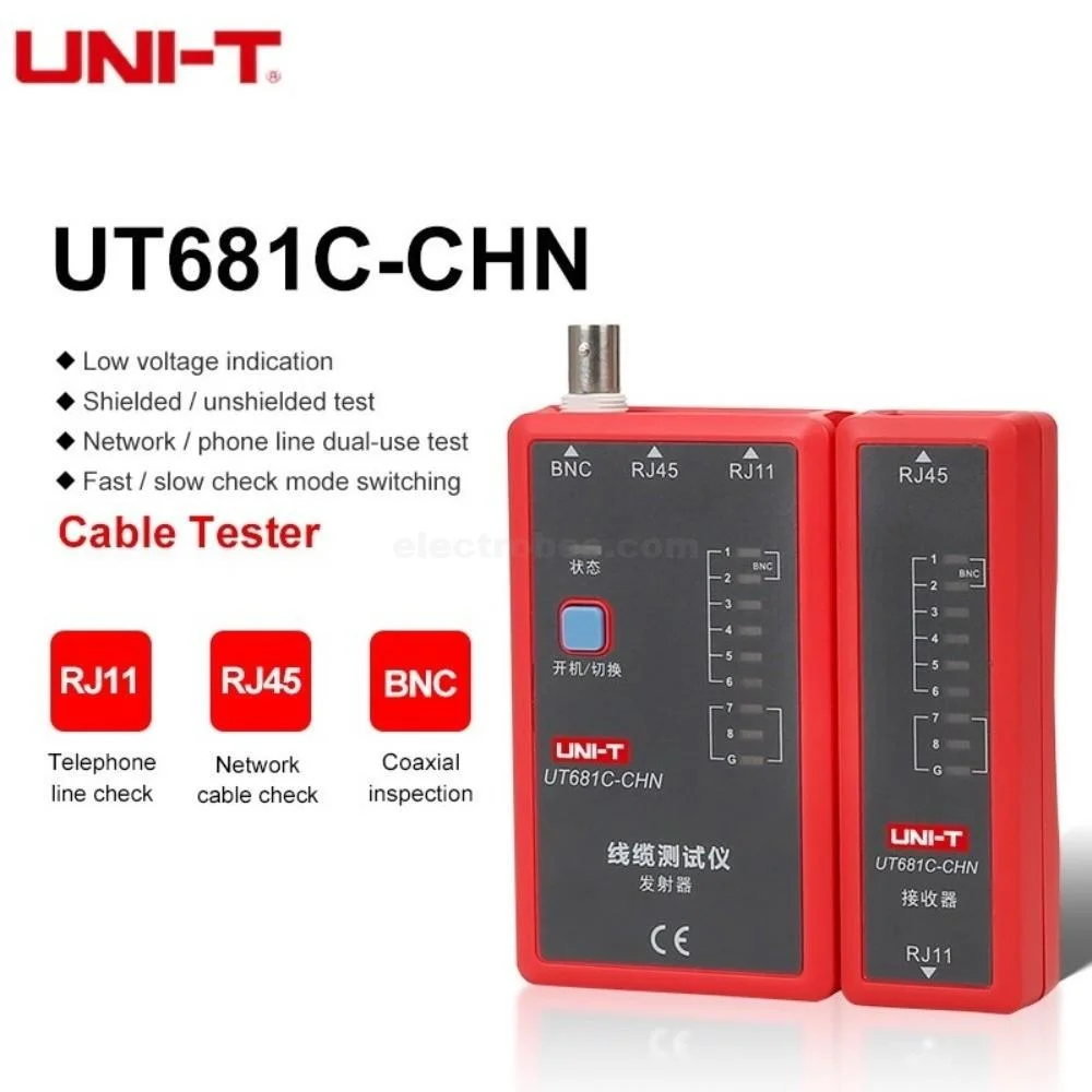 UT681 UNI-T RJ11 RJ45 BNC Network Wire Cable Conductivity Tester - Image 2