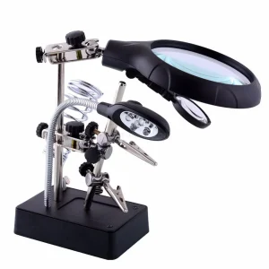 Helping Hand Third Hand Tool with Magnifying Glass, Soldering Iron Stand & LED Light