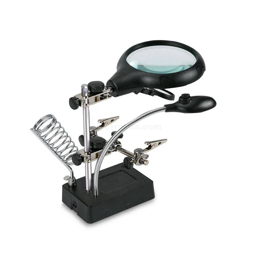 Helping Hand Third Hand Tool with Magnifying Glass, Soldering Iron Stand & LED Light - Image 2
