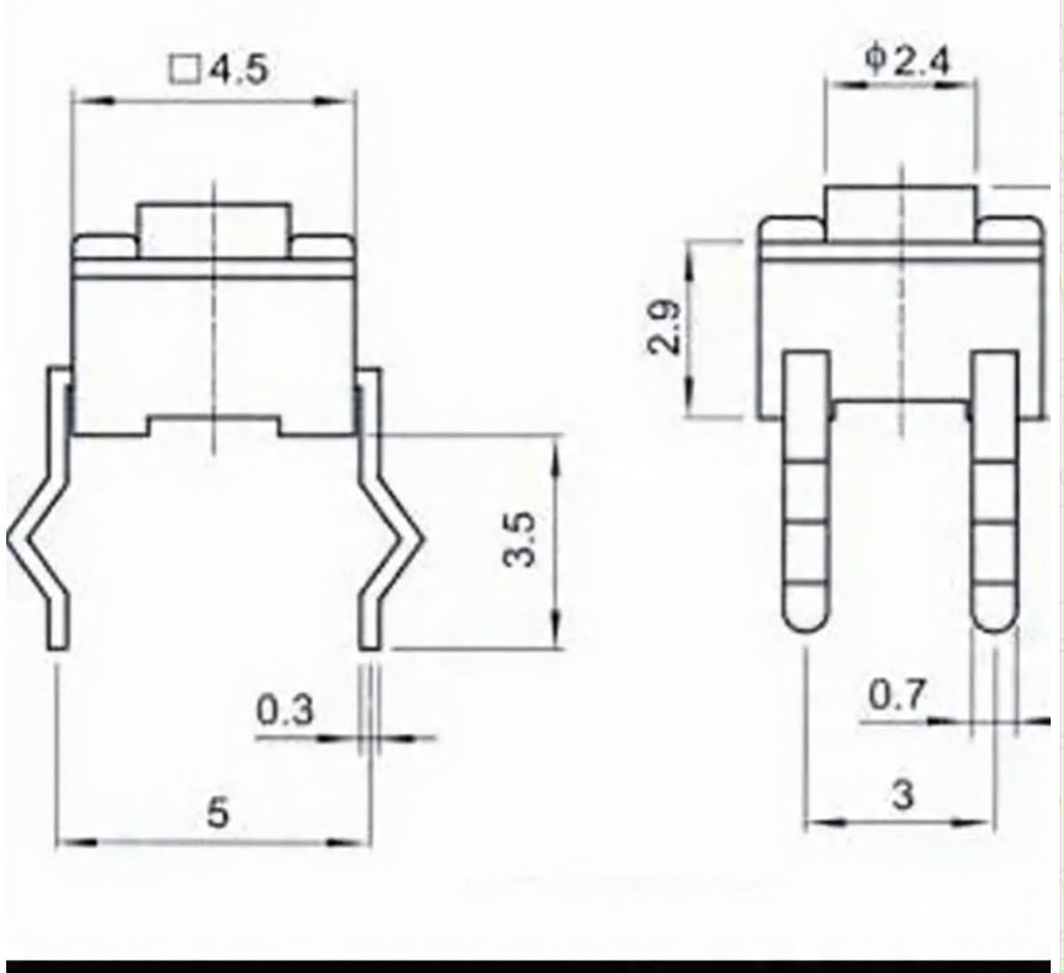 6×3.5×4.3mm PCB Tactile Push Button Switch – 2 Pin - Image 3