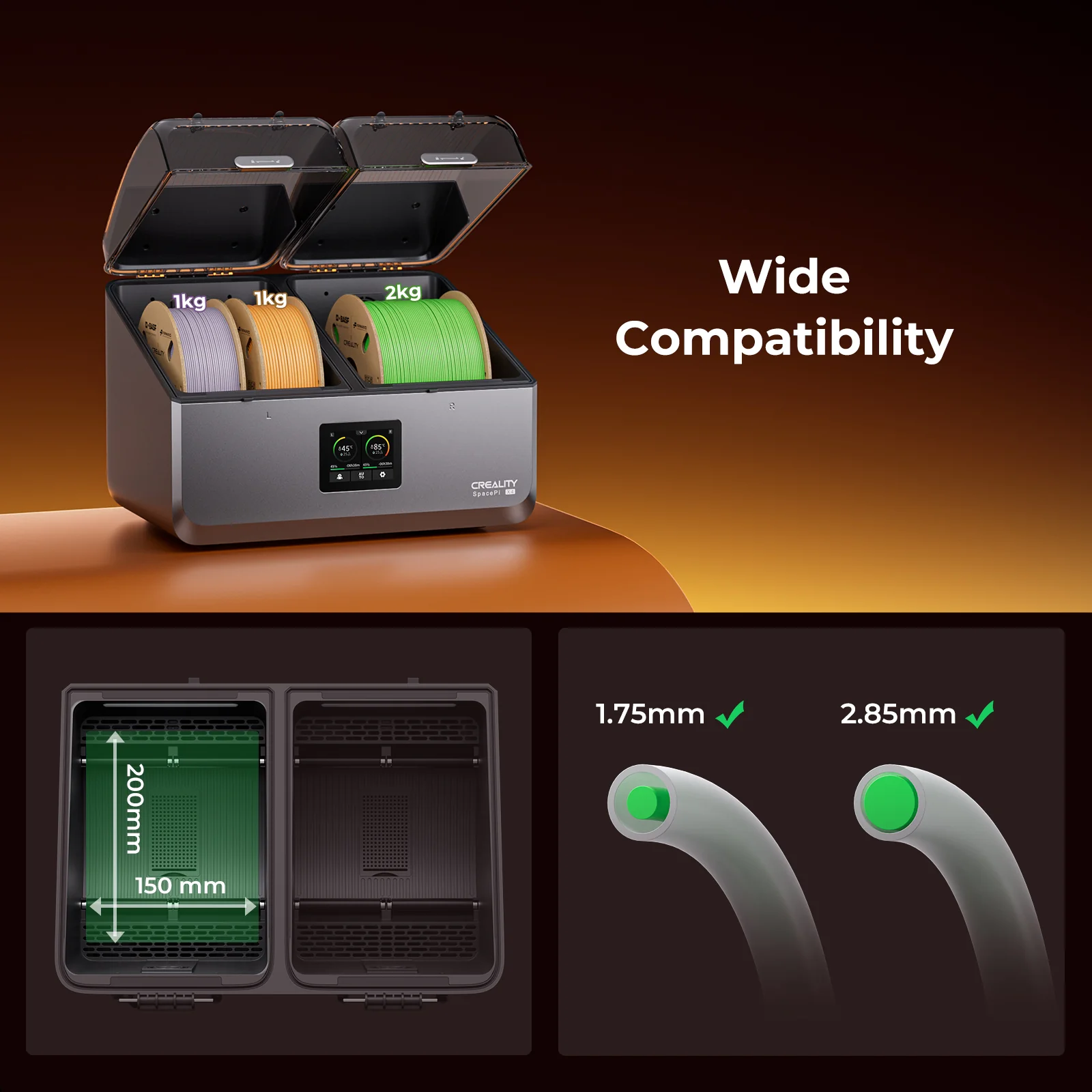 Creality Space Pi X4 Filament Dryer Plus – 4-Spool 3D Printer Filament Dehydrator - Image 6