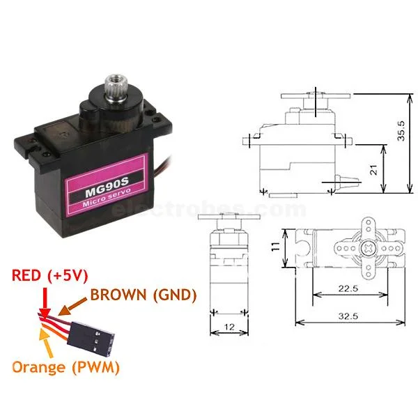 Tower Pro MG90S Metal Gear PWM Controlled Micro Servo Motor 180 Degree Rotation - Image 6