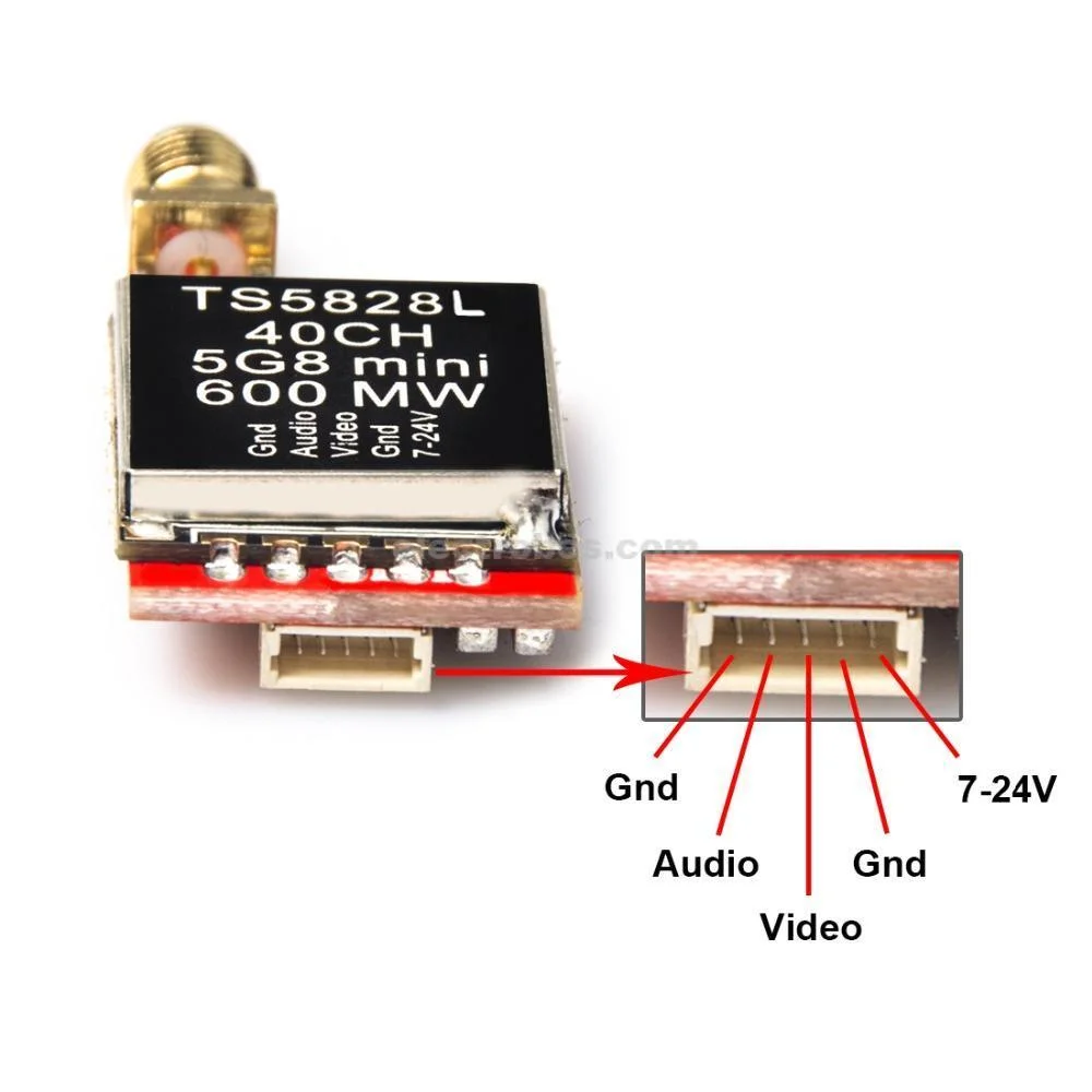 TS5828 Micro 5.8GHz 600mW 40CH FPV Video Transmitter with Digital Display - Image 2