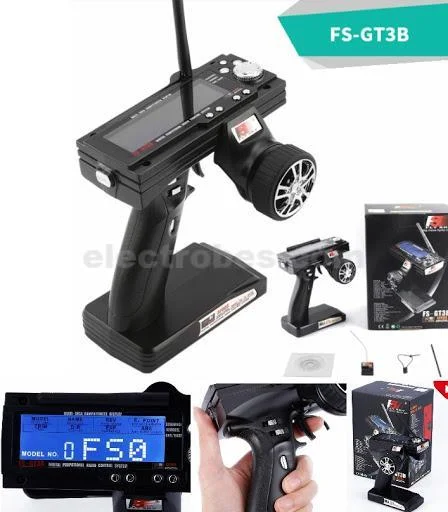 Flysky FS-GT3B 2.4GHz 3CH RC Radio Transmitter & Receiver Set – Black - Image 2