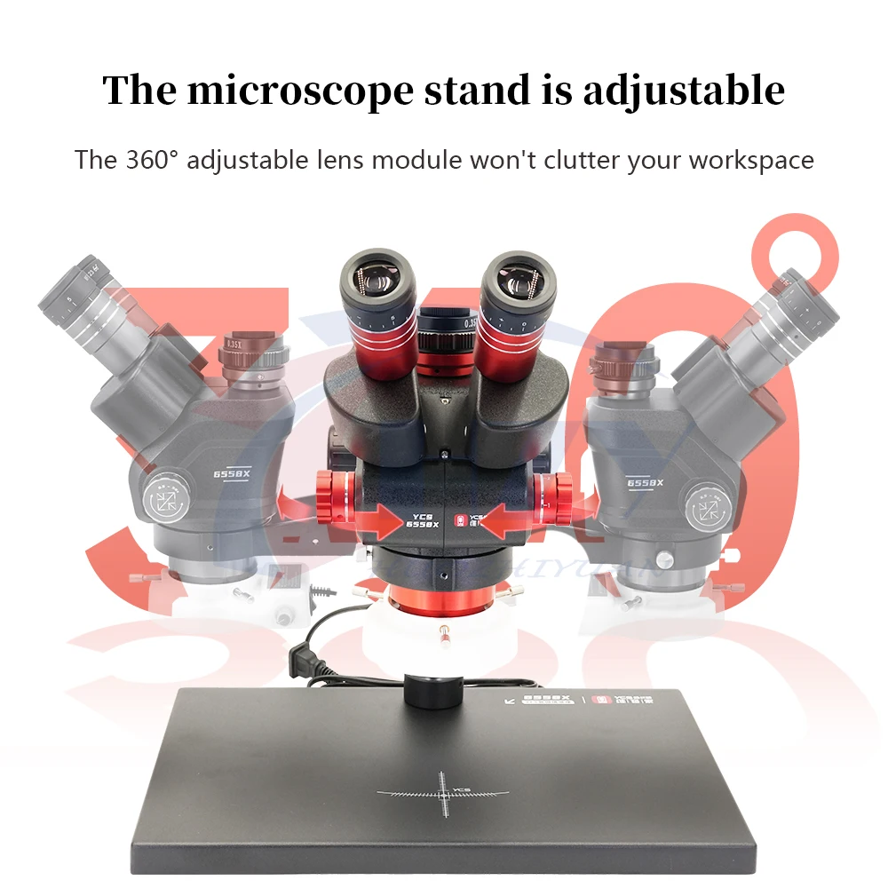 YCS-6558X Trinocular Stereo Zoom Microscope 6.5X–58X - Image 5