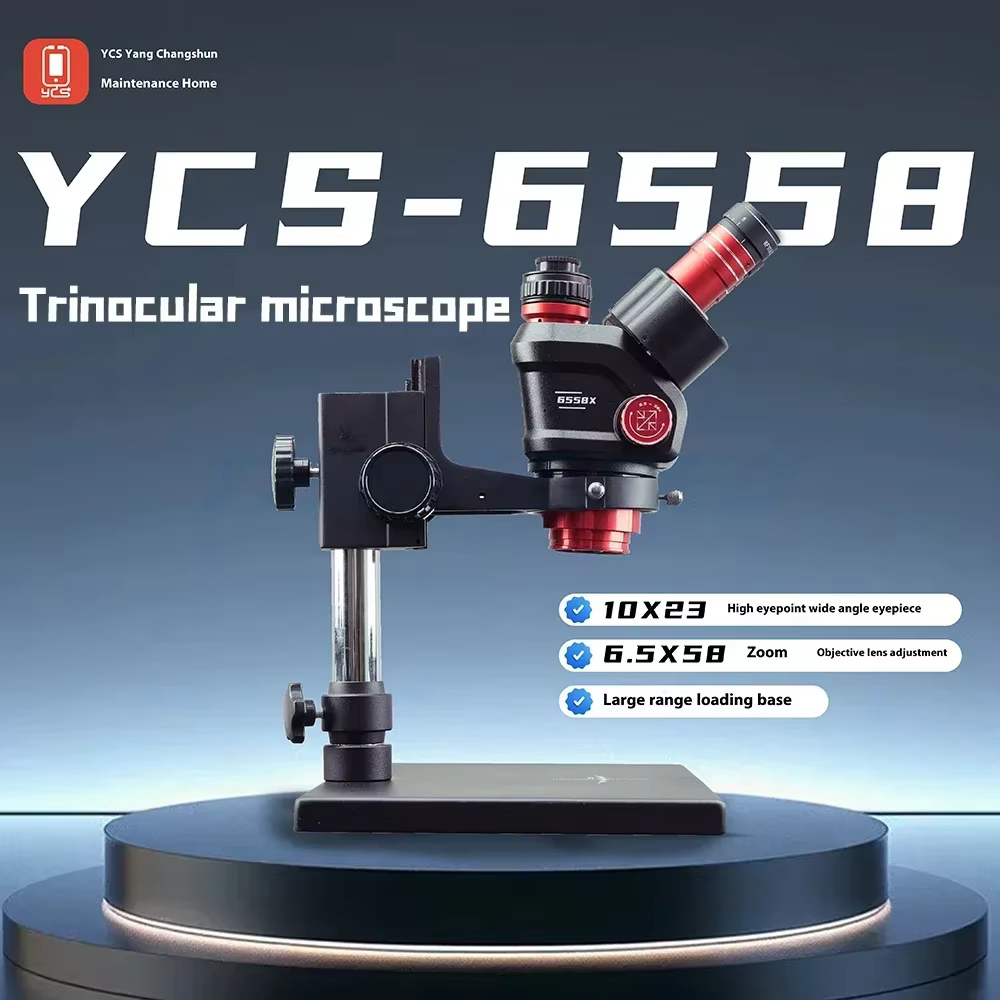 YCS-6558X Trinocular Stereo Zoom Microscope 6.5X–58X - Image 2