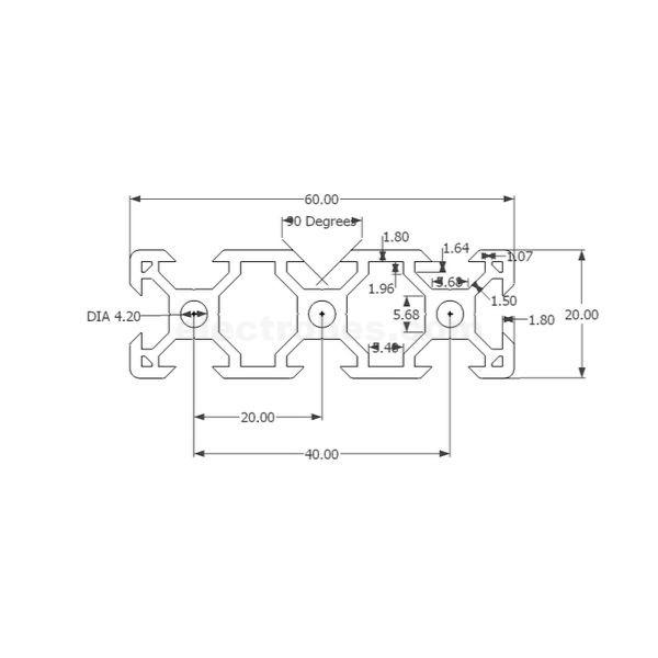 2060 V-Slot Aluminum Profile Extrusion 20×60mm – Black - Image 2