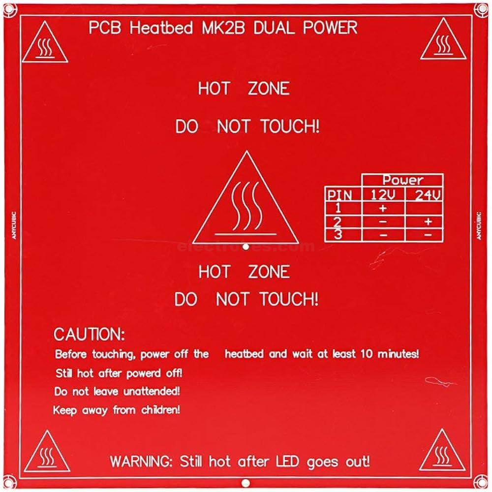 MK2B 214×214mm Dual Voltage Heated Bed PCB – 12V/24V for 3D Printers