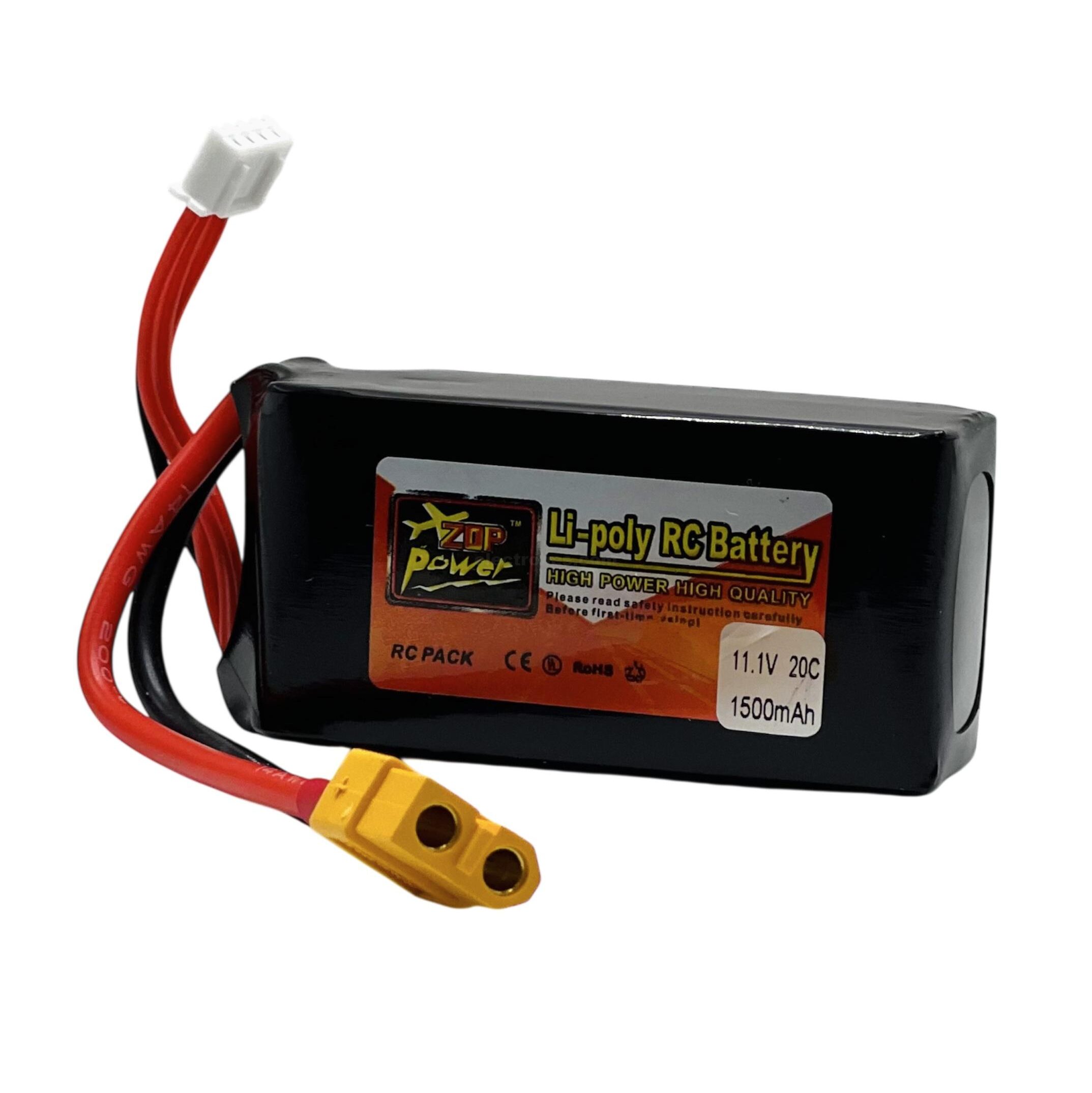 1500mAh 11.1V-12.6V 3S 20C Lipo Battery for RC Drone - Image 2