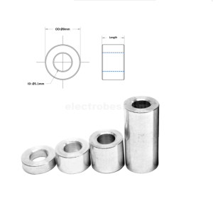 M5 Aluminum Standoff Spacer 5mm No-Thread Round Spacer – 6mm, 8mm & 10mm